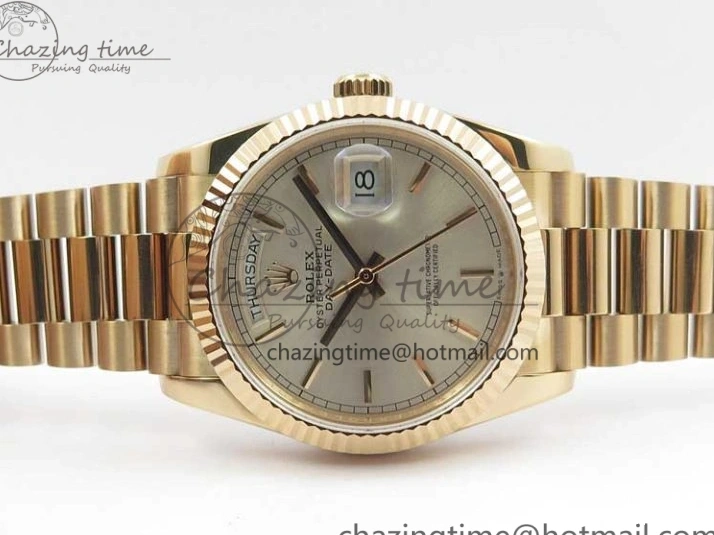 0111 Sophisticated Day-Date 36 RG 128239 Bp Maker Best Edition Silver Dial on RG President Bracelet 3132